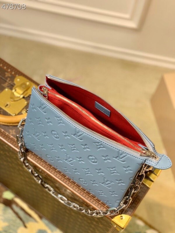 LV Coussin PM Monogram Embossed Puffy Light Blue For Women, Women¡¯s Handbags, Shoulder And Crossbody Bags 10.2in/26cm LV