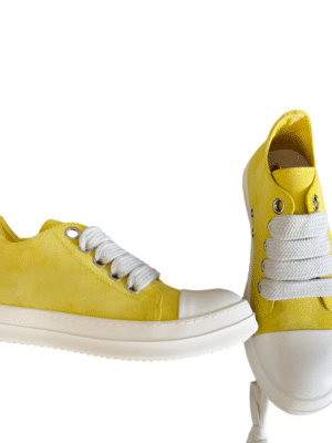 Rick Owens Yellow Suede Low-Top Sneakers