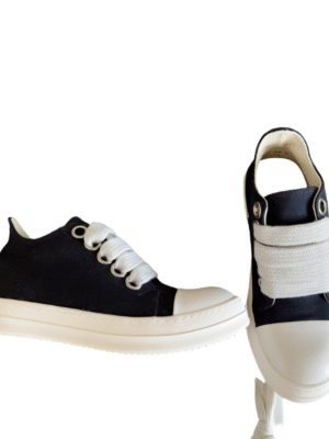 Rick Owens Black Canvas Low-Top Sneakers