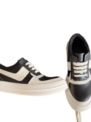 Rick Owens Black and White Low-Top Sneakers