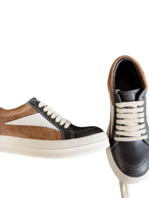Rick Owens Black and Brown Low-Top Sneakers