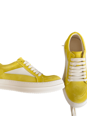 Rick Owens Yellow Suede Low-Top Sneakers