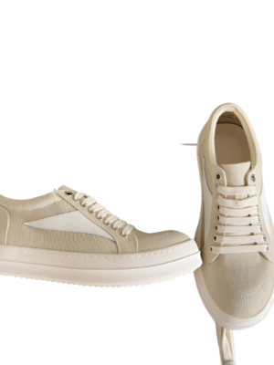 Rick Owens Beige Canvas Low-Top Sneakers