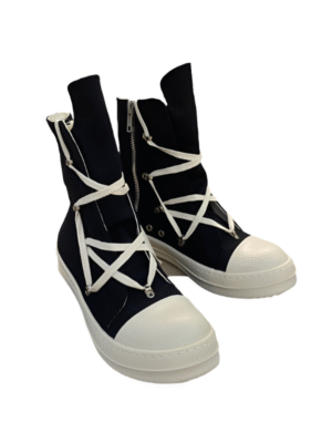 Rick Owens High-Top Canvas Boots - Black and White