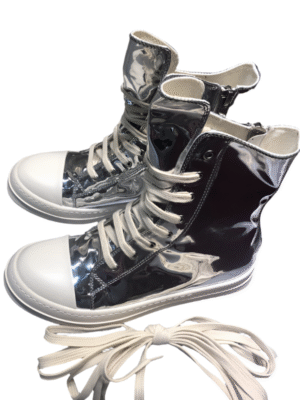 High-Top Metallic Leather Sneakers
