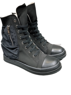 Rick Owens High-Top Leather Sneakers with Side Zipper