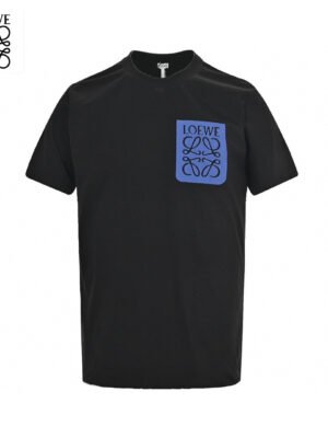 Loewe Black T-Shirt with Blue Pocket