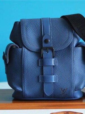 LV Christopher XS Taurillon Blue For Men, Bags, Shoulder And Crossbody Bags 7.7in/19.5cm LV
