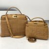 FI Peekaboo Mini Light Brown Braided Bag For Woman 18cm/7in