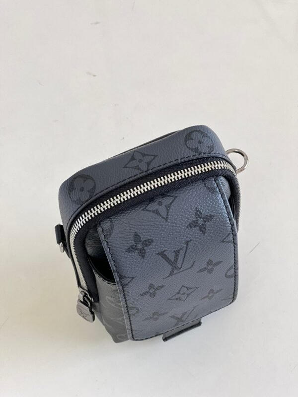 LV Double Phone Pouch Monogram Eclipse Reverse Canvas For Men, Bags, Crossbody Bags 7.1in/18cm LV M81321