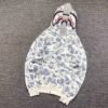 BAPE SPACE CAMO DOUBLE SHARK FULL ZIP HOODIE WHITE