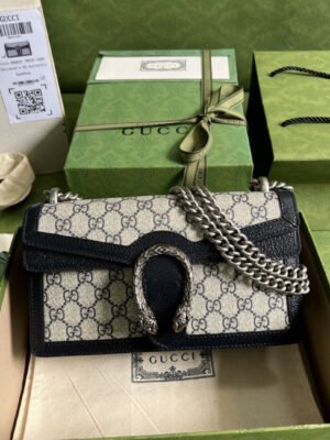 gg Dionysus Small gg Shoulder Bag Beige And Blue gg Supreme Canvas For Women 10in/25cm 499623 K9GSN 4075