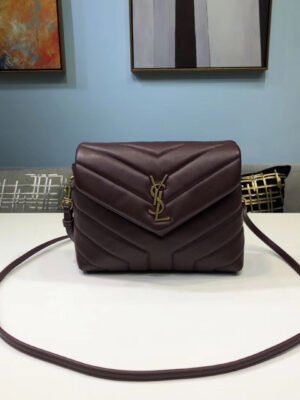 YSSL Loulou Mini Shoulder Bag Burgundy For Women 7in/18cm YSL
