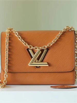LV Twist MM Epi Gold Miel Brown For Women, Women¡¯s Bags, Shoulder And Crossbody Bags 9.1in/23cm LV M59686