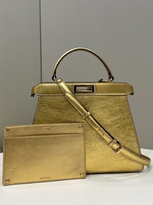 FI Peekaboo Medium Gold Bag For Woman 33cm/13in