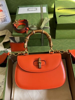 gg Bamboo 1947 Small Top Handle Bag Orange  For Women 8.3in/21cm ?gg 675797 10ODT 7768