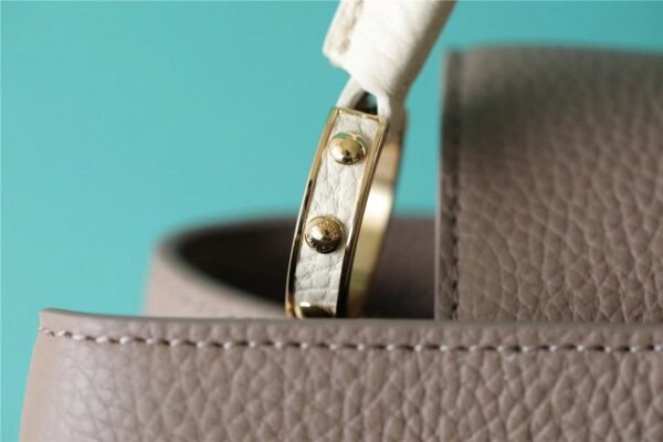 92039d7d LV Capucines BB Taurillon Smokey Brown Green/ Creme/ Pink For Women, Women’s Bags, Shoulder And Crossbody Bags 10.6in/27cm LV