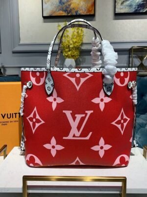 LV Neverfull MM Tote Bag Monogram Canvas Red For Women, Women¡¯s Handbags 12.6in/32cm LV M44567