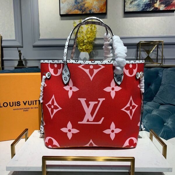 LV Neverfull MM Tote Bag Monogram Canvas Red For Women, Women¡¯s Handbags 12.6in/32cm LV M44567