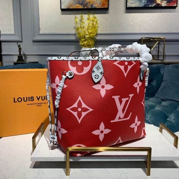LV Neverfull MM Tote Bag Monogram Canvas Red For Women, Women¡¯s Handbags 12.6in/32cm LV M44567