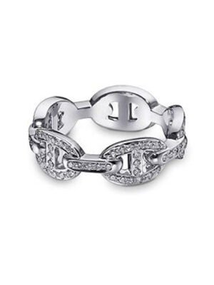 18K Chaine D'Ancre Enchainee Diamond H Ring