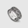Double G Aged Sterling Silver Interlocking G Flower Ring