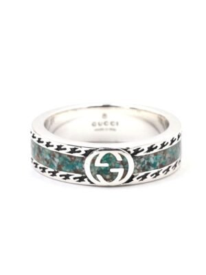 Double G Interlocking G Turquoise Ring