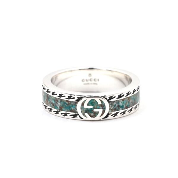 Double G Interlocking G Turquoise Ring