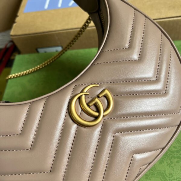 gg Marmont Half Moon Shaped Mini Bag Beige For Women, Women’s Bags 8.5in/22cm gg