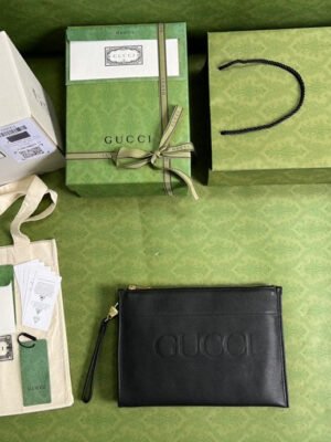 gg Clutch With gg Logo Black For Men 12in/31cm  gg