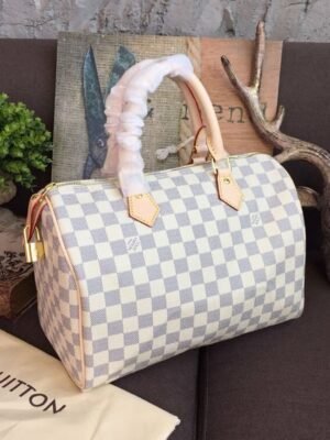 LV Speedy 30 Damier Azur Canvas For Women, WoHandbags 11.8in/30cm LV N41370