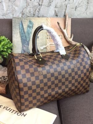 LV Speedy 35 Damier Ebene Canvas For Women,  Travel Bags 13.8in/35cm LV N41363