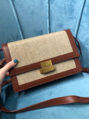 YSSL Le Carr¨¦ Satchel In Canvas And Box Natural Beige & Brick For Women 9in/23cm YSL?