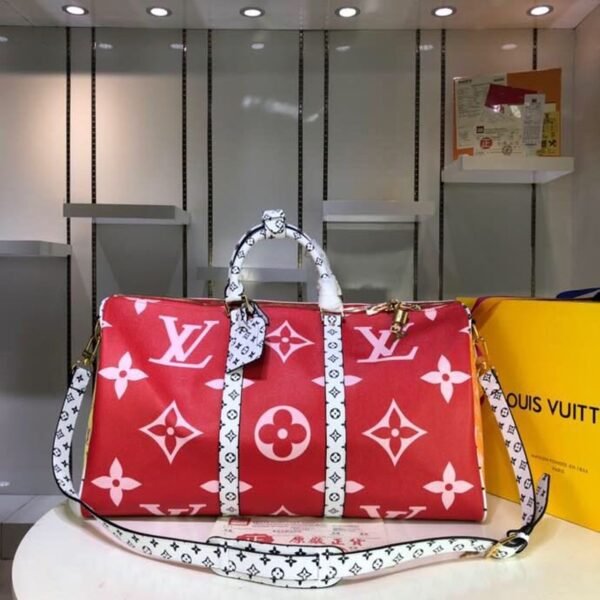 LV Keepall Bandouliere 50 Monogram and Monogram Reverse Canvas Red For Women, Women¡¯s Handbags, Travel Bags 19.7in/50cm LV