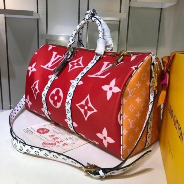 LV Keepall Bandouliere 50 Monogram and Monogram Reverse Canvas Red For Women, Women¡¯s Handbags, Travel Bags 19.7in/50cm LV