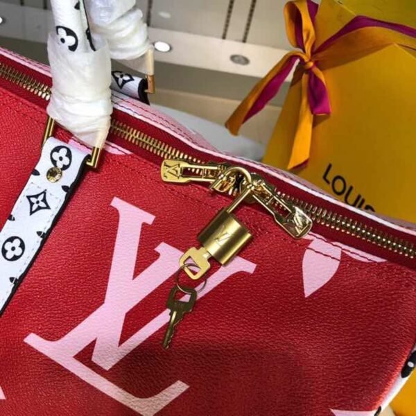 LV Keepall Bandouliere 50 Monogram and Monogram Reverse Canvas Red For Women, Women¡¯s Handbags, Travel Bags 19.7in/50cm LV