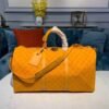 LV Keepall Bandouliere 50 Monogram Denim Ochre Yellow For Men, Men¡¯s Bags, Travel Bags 19.7in/50cm LV M44644
