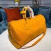 LV Keepall Bandouliere 50 Monogram Denim Ochre Yellow For Men, Men¡¯s Bags, Travel Bags 19.7in/50cm LV M44644