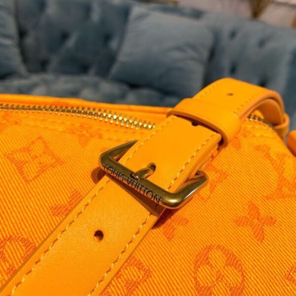 LV Keepall Bandouliere 50 Monogram Denim Ochre Yellow For Men, Men¡¯s Bags, Travel Bags 19.7in/50cm LV M44644