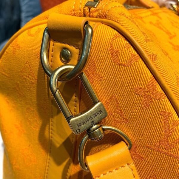 LV Keepall Bandouliere 50 Monogram Denim Ochre Yellow For Men, Men¡¯s Bags, Travel Bags 19.7in/50cm LV M44644