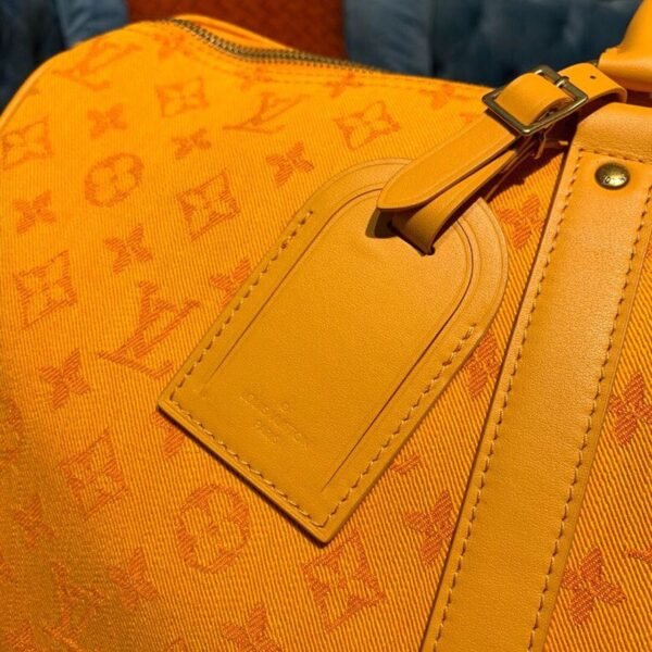 LV Keepall Bandouliere 50 Monogram Denim Ochre Yellow For Men, Men¡¯s Bags, Travel Bags 19.7in/50cm LV M44644
