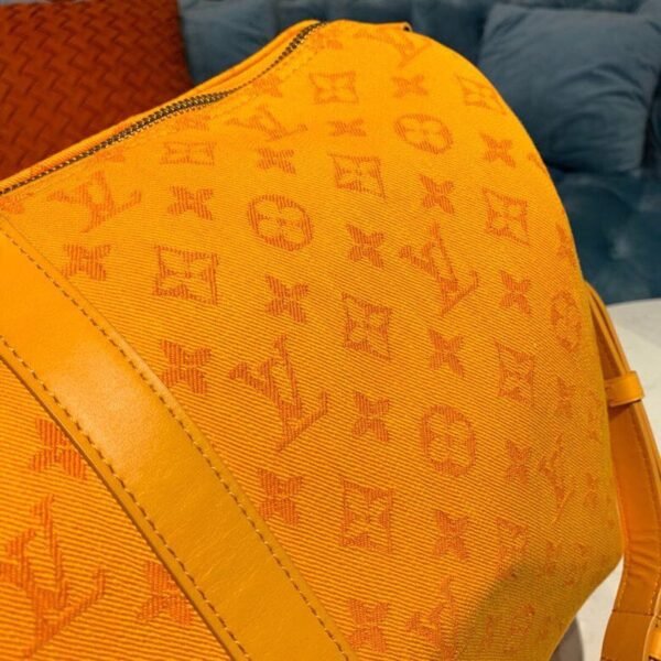 LV Keepall Bandouliere 50 Monogram Denim Ochre Yellow For Men, Men¡¯s Bags, Travel Bags 19.7in/50cm LV M44644