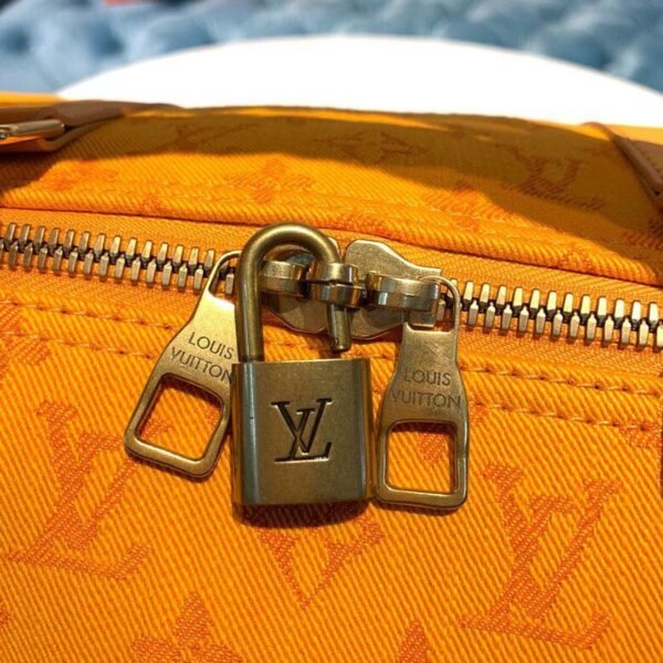 LV Keepall Bandouliere 50 Monogram Denim Ochre Yellow For Men, Men¡¯s Bags, Travel Bags 19.7in/50cm LV M44644