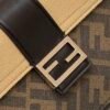 FI Baguette Pouch Brown fabric Black Pouch For Woman 16cm/6in