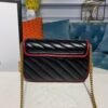 gg Marmont Diagonal Matelass Shoulder Bag Black Red For Women 10in/26cm gg 443497