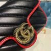 gg Marmont Diagonal Matelass Shoulder Bag Black Red For Women 10in/26cm gg 443497