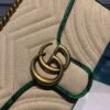 gg Marmont Raffia Straw Shoulder Bag Beige/Green gg Chevron Matelass¨¦ Raffia Effect Fabric For Women 10in/26cm gg  ?443497