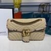 gg Marmont Raffia Straw Shoulder Bag Cream/Brown/Beige gg Chevron Matelass¨¦ Raffia Effect Fabric For Women 10in/26cm gg  ?443497
