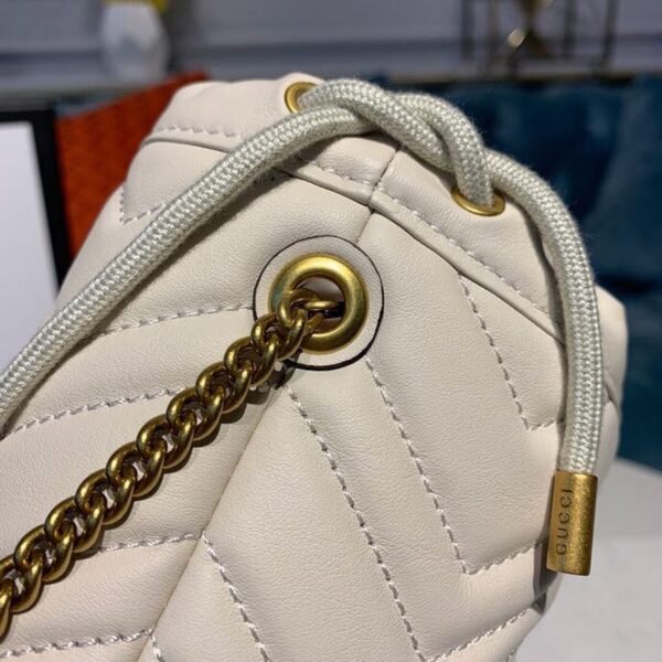 gg Marmont Mini Bucket Bag White Matelass¨¦ Chevron For Women 6in/13cm gg 575163 DTDRT 9022