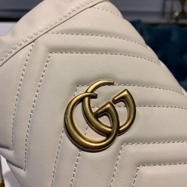 gg Marmont Mini Bucket Bag White Matelass¨¦ Chevron For Women 6in/13cm gg 575163 DTDRT 9022